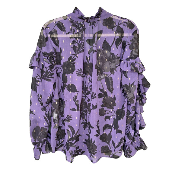 Chicos Blouse Womens Size US 12 Georgette Split Neckline Sheer Romantic Shirt - Picture 2 of 9